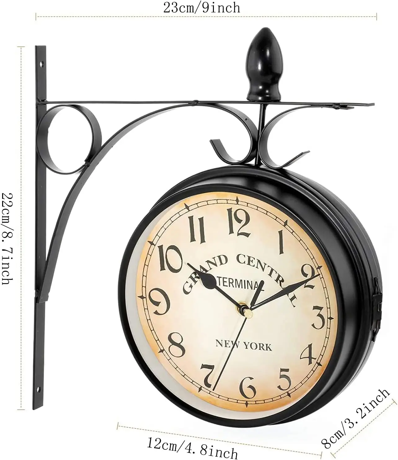 Retro Double-Sided Garden Wall Clock European Art Vintage Industrial 5inch Two Sides Wall Hanging Clock Classic Wall Clock