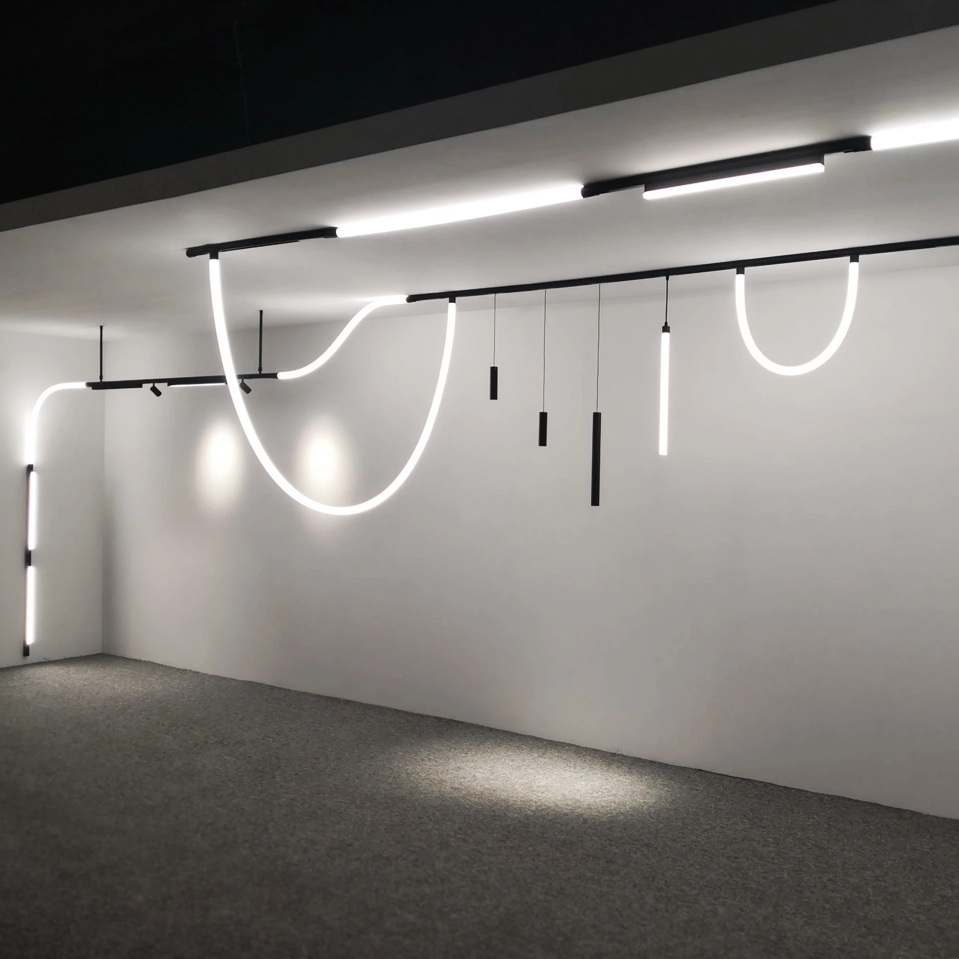 High quality 360 degree neon track light cheap double asymmetric option track light