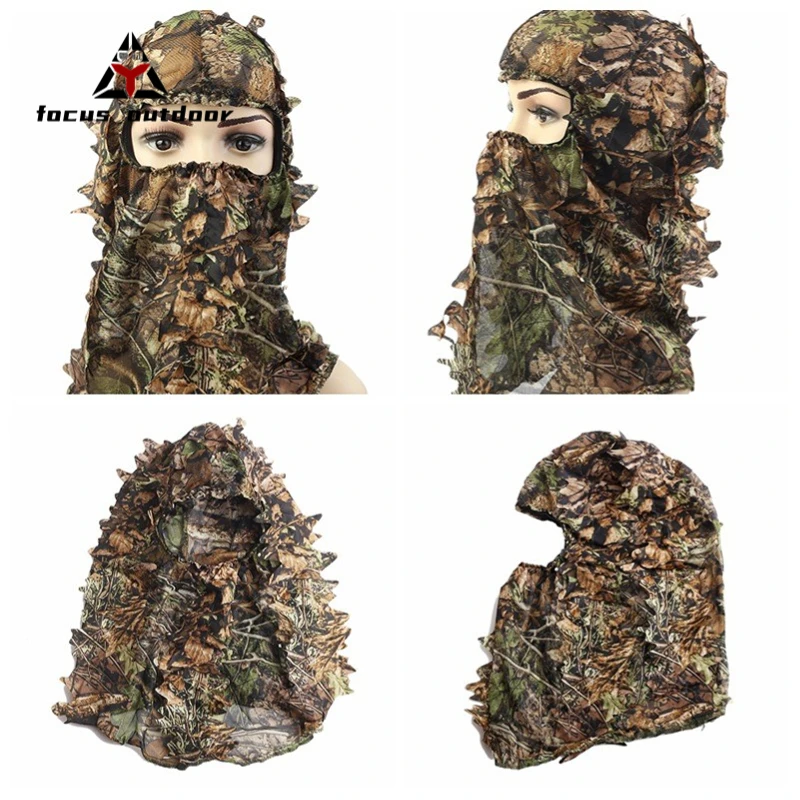 Ghillie Camouflage Leafy Hat 3D Full Face Mask Headwear Turkey Camo Hunter Fishing Headgear Cap Hunting Accessories
