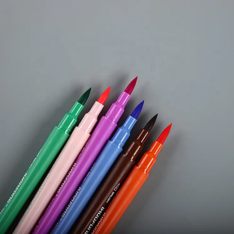 24 Color Graphic Art Twin Tip coloring brush Pen Marker ,Marker Pen Set Dual Tips Art Sketch Twin Marker Pen