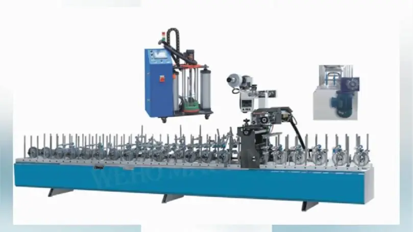 automatic adhesive Woodworking WPC floor Wrapping Machine