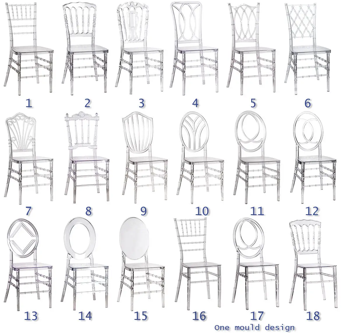 Лидер продаж 2023 акриловые стулья Тиффани белый свадебный прозрачный стул из