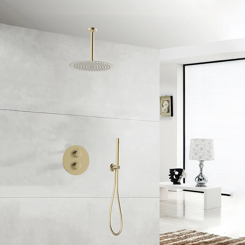 Bathroom Concealed Shower Mixer with Thermostat In Wall Mounted Rain Set bath & Shower Faucets