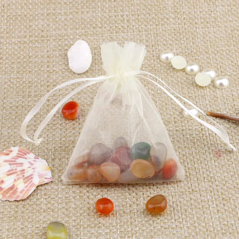 Factory direct sales organza bag jewelry storage holiday gift packaging bag transparent pearl yarn bag