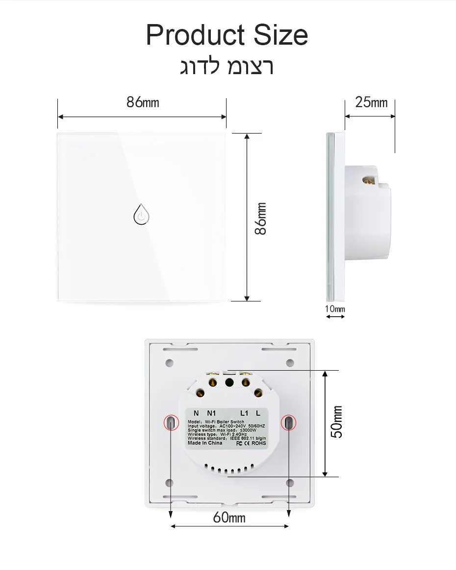Tuya Smart life Glass Panel Wall Touch Timer Remote Controllers Smart Water Heater Electric Voice Control Wifi Boiler Switch
