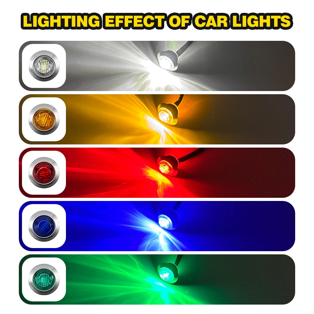 LED Indicators 12V 24V Round Trailer Side Marker Light Yellow White Red Turn Signal Lamp For Trucks Clearance Lights