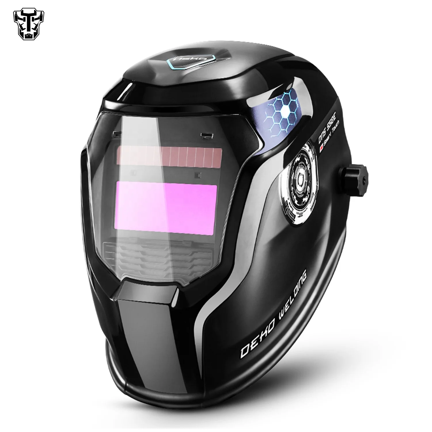 DEKO DNS-550E Solar Power Wide Shade Range Replaceable Battery Lens Welding Helmet for TIG MIG MMA Auto Darkening Welding Helmet