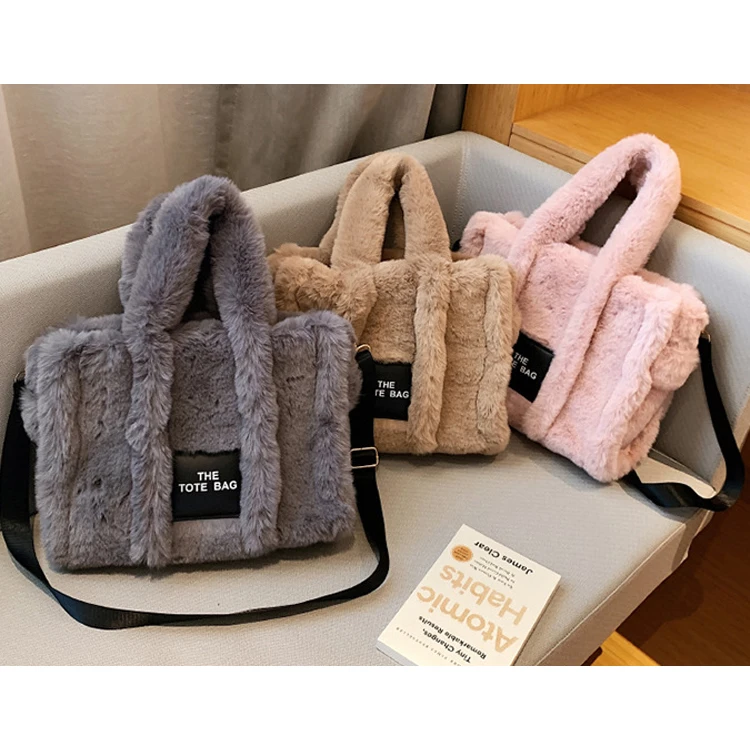 New autumn and winter imitation rabbit hair handbag large capacity Tote messenger bag ladies plush bag