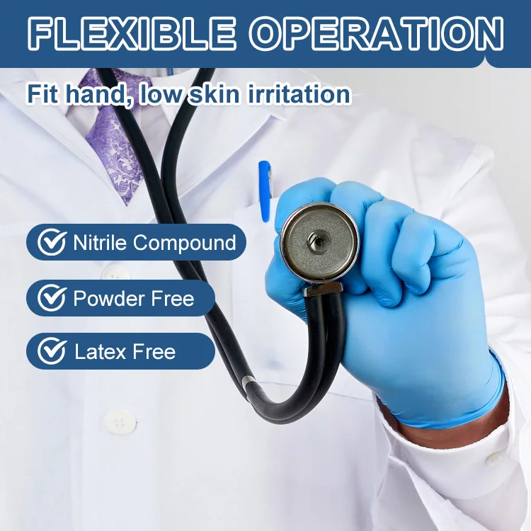 High Weight Nitrile Disposable Glove Food Nitrile Examination Gloves Blue Disposable Powder Free  Disposable Nitrile Gloves