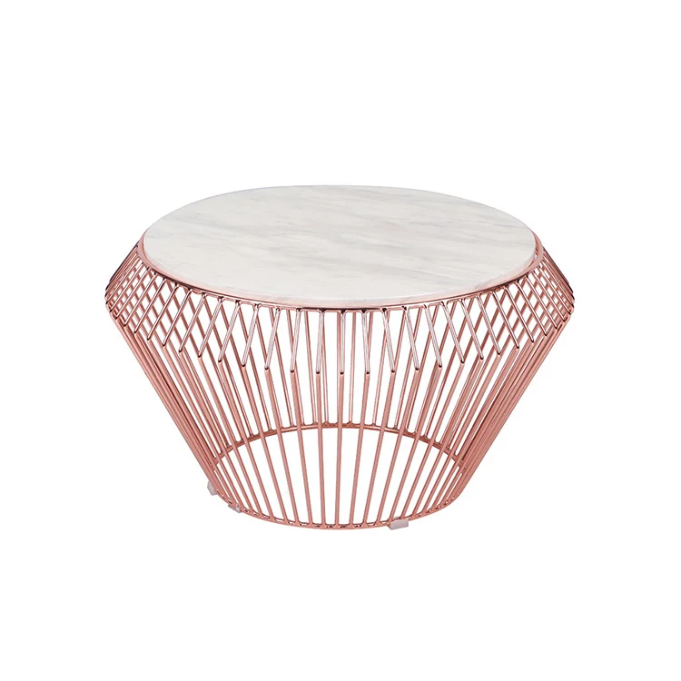 
Foshan modern gold metal designed diamond shape marble coffee table furniture 