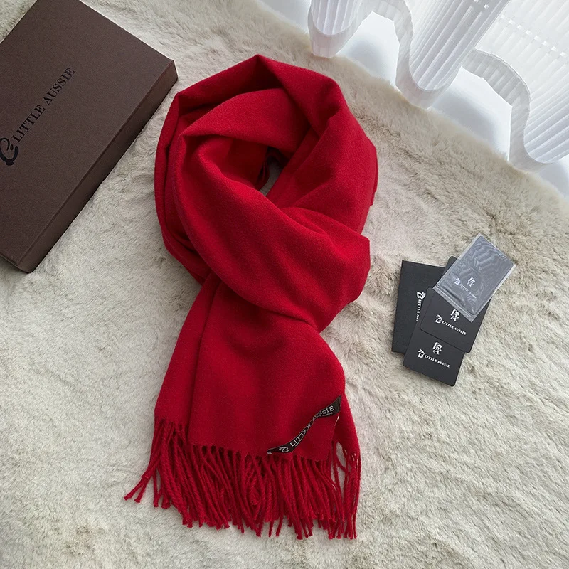 Wholesale Solid Brushed Custom Logo Cozy Warm Women Winter Cashmere Shawl Woolen Scarves Scarf for women Pashmina