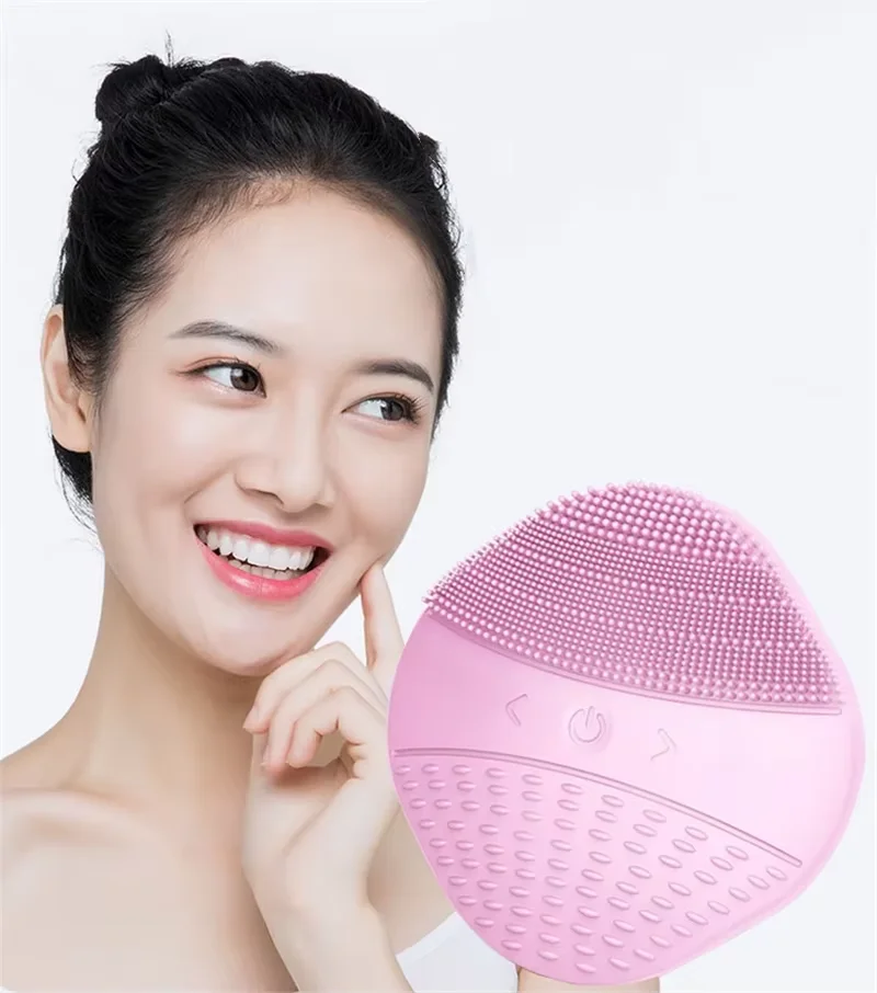 New Fashion Rechargeable Wireless Mini Deep Pore Cleaning Face Scrubber Wash Cleanser Electric Sonic Facial Cleansing Brush