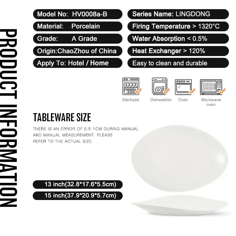 Oval White Porcelain Plate High Quality Nordic Reactive Glaze Irregular Ceramic Fish Plates Serving Dishes For Restaurants