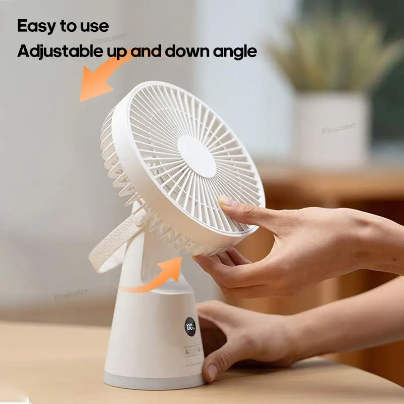 Rechargeable 3600mAh Portable Mini Desktop Fan Night Light Silent High Wind 5 Speed Air Cooler Small Desk Fan