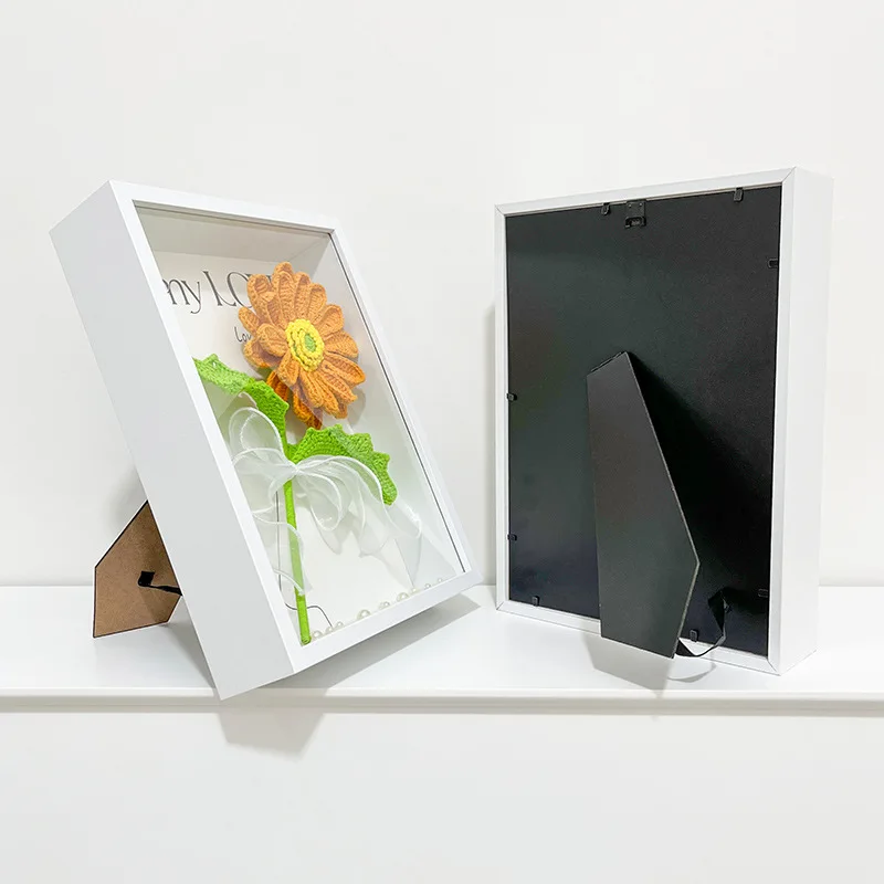 Handmade Knitted Flower Photo Frame  Home Decoration Lily Of The Valley  Crochet Gift Wall Decoration