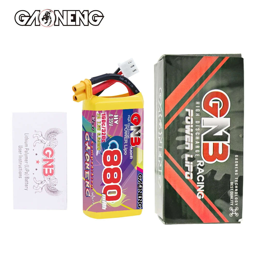 GNB GAONENG 880mAh 2S HV 7.6V 160C XT30 RC LiPo Battery FPV Brushless Drone Racing RC Car Boat Remote Toys Helicopter Robot