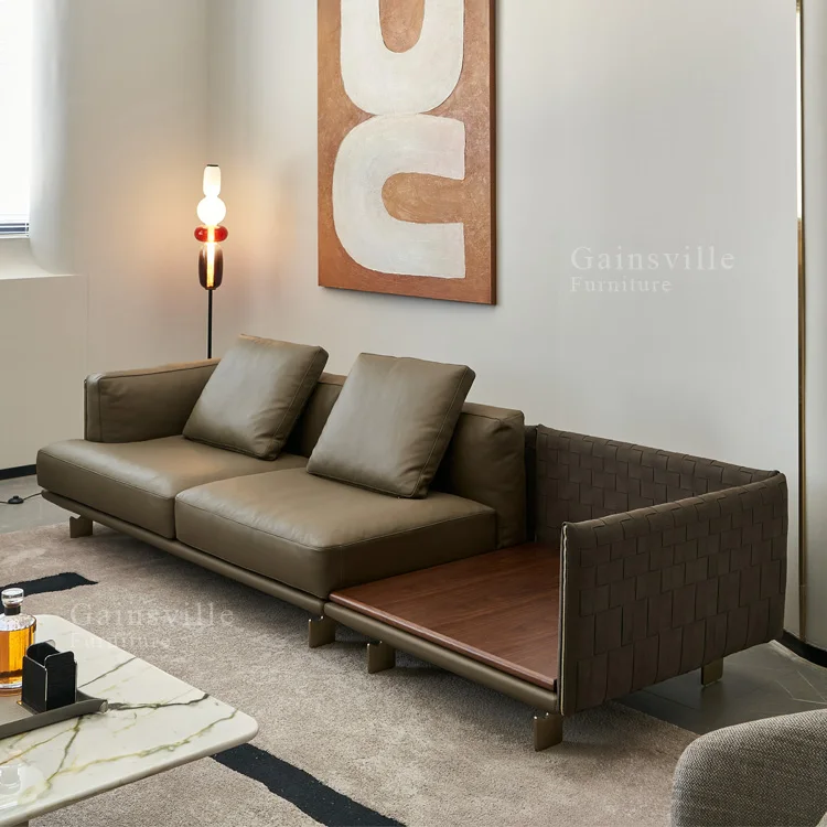 2022 Christmas New Design Model Luxury Italian Minimal Design Modern Sofa Leather Sofa