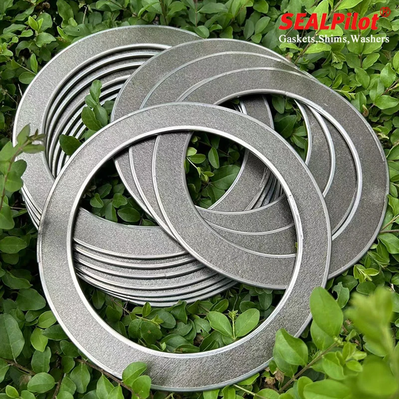 High temperature graphite gasket 304316 Stainless steel inner and outer edge gasket metal reinforced flexible graphite gasket