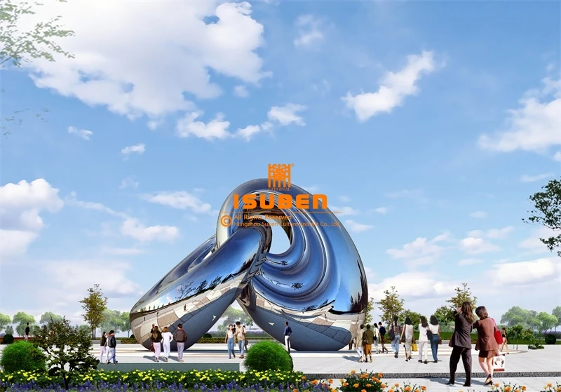 Custom Made Outdoor Garden Decoration Metal Art High Polished Mirror Surface Large Stainless Steel Circle Sculpture For Sale