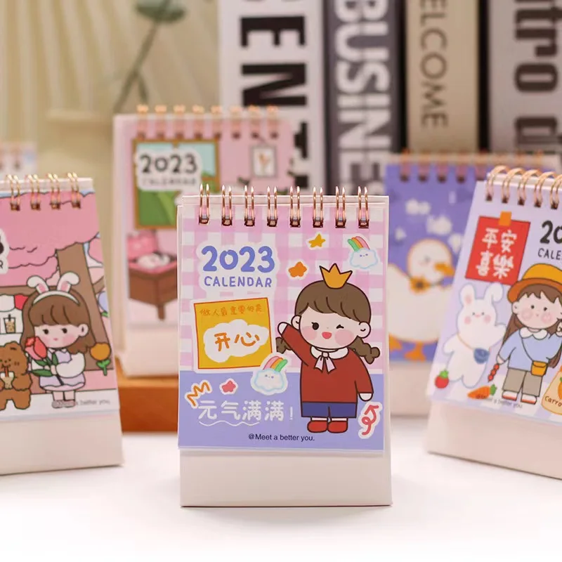 Customize 2023 Mini Cute Desk Calendar Desktop Decorations Calendar Book Cartoon Korean Creative Notepad Gift Desk Calendar