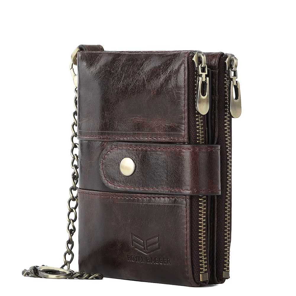Royal Bagger Cowhide Genuine Leather Men Wallet Coin Purse Small Mini Card Holder Vintage PORTFOLIO Portomonee Hasp Male pocket