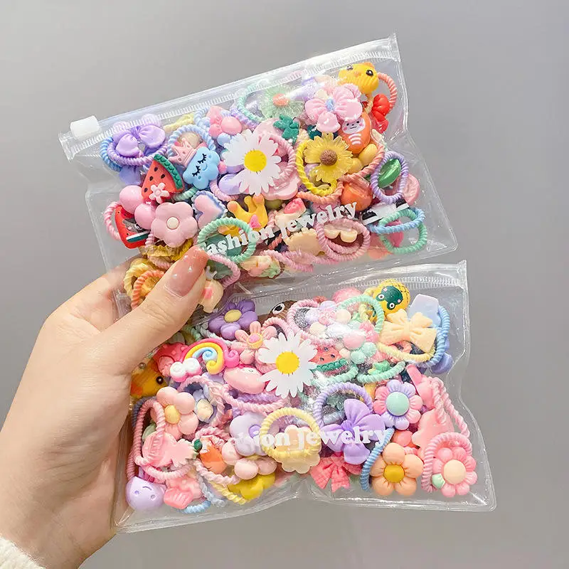 10PCS 2023 Hot Children Cute Candy Color Small Mini Thumb Hair Ties Set Lovely Cartoon Rubber Bands Girls Baby Hair Accessories
