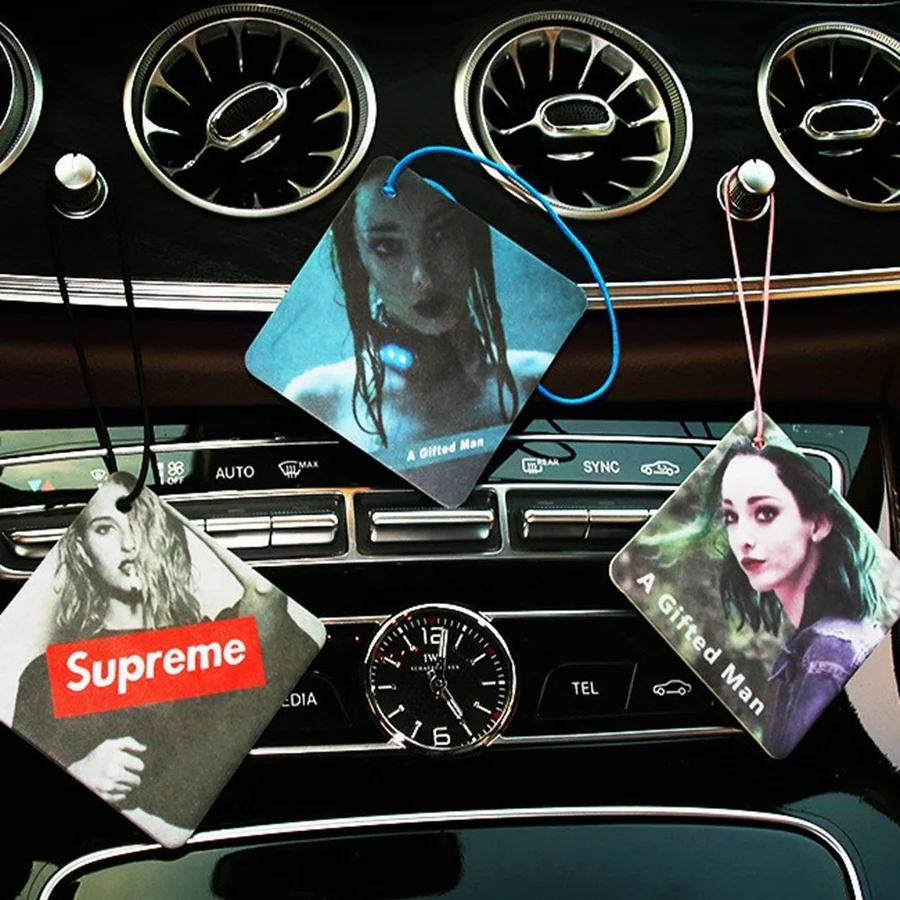 custom printing absorbent paper car air freshener and hanging perfume cards for promotion gifts