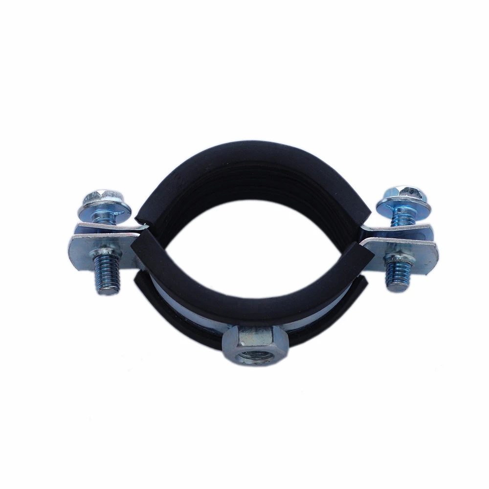 Hot selling galvanizing stainless steel round rubber cushion suspension hose clamp pipe clamp with hex nut