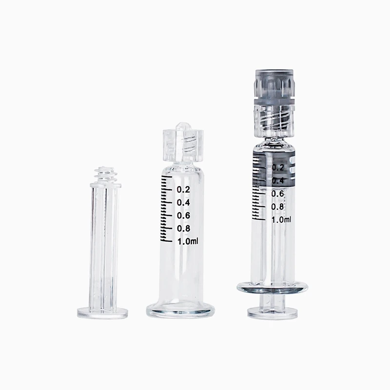 Filling oil 1 ml luer lock glass distillate syringe with 1ml measurements