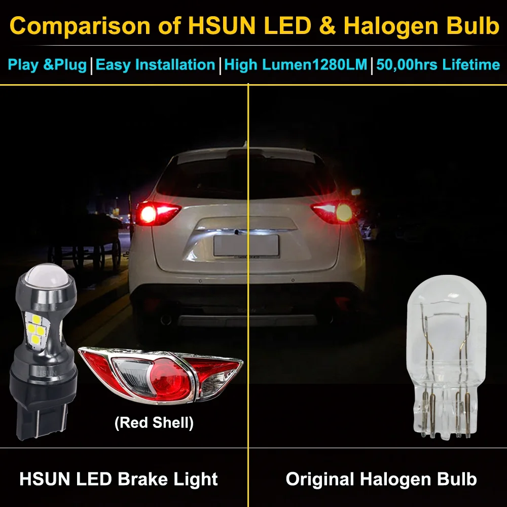  HSUN T20 Янтарная Светодиодная лампа 7440 3030 16SMD поворотные огни стоп-сигнал резервные лампы 7443 светодиодов с супер