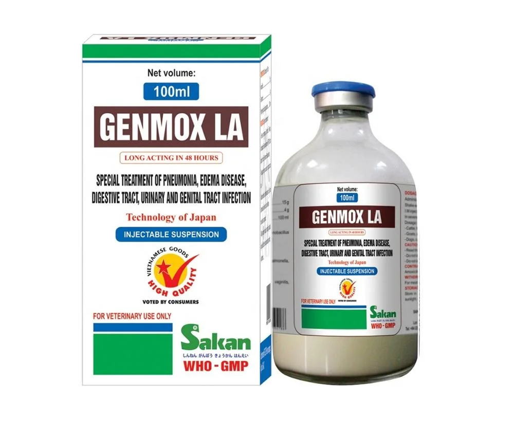 GEN-MOX LA Amo-xicillin Gen-ta-my-cin SUSPENSION LONG ACTING IN 48H antibiotics injection PNEUMONIA, GASTROINTESTINAL infection
