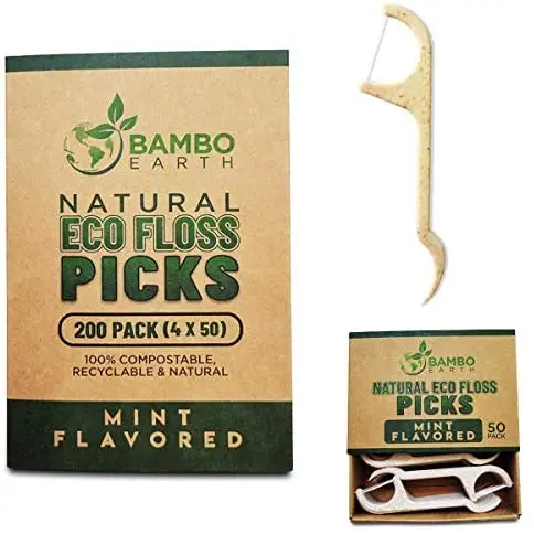 
100% Biodegradable Dental Floss Pick, Eco-Friendly Flosser With Tooth Pick, Natural Dental Floss Pick 