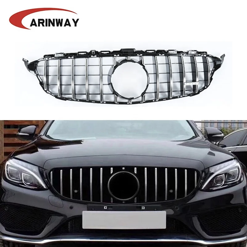 Хромированная решетка Silver GT R для Mercedes Benz C CLASS W205 C180 C200