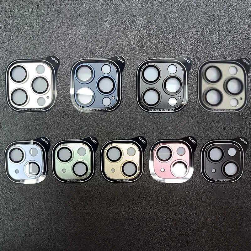 Full Coverage protection HD 9D 3D Camera Lens tempered glass Protector metal camera lenses protector for iphone 15 plus pro max