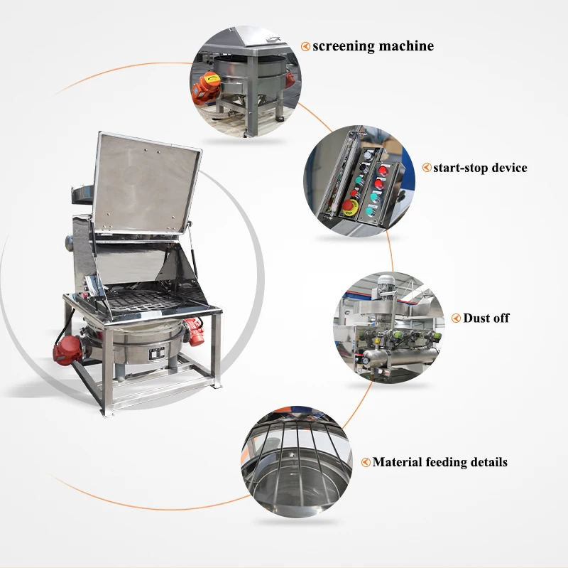Food materials package unloading and screening widely-used big bag dumping station
