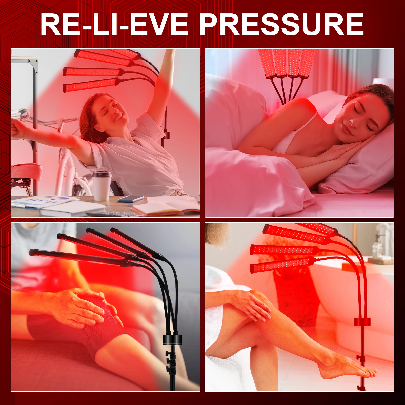 Upgraded 3-in-1 Chip Designed Infrared Light Therapy with Tripod, 660nm  850nm Deep Red Light for Face, Neck, Back