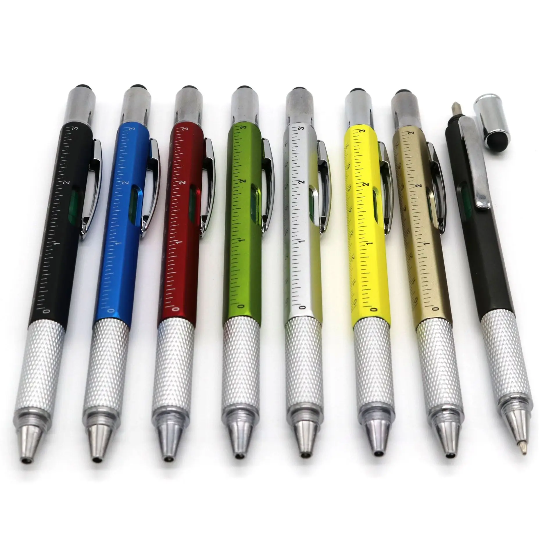 Direct Selling Personalized Custom plastic 6 in 1 tool pen with ruler level Two-Head Screwdriver stylus ball pen