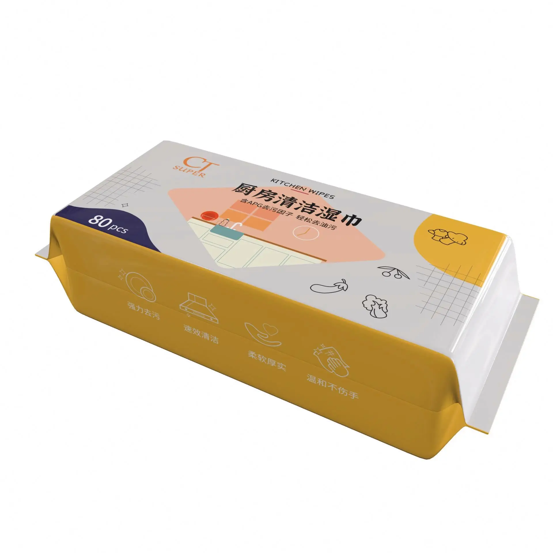 White Super Grease Fruit Lemon Hand Vitamin C Food Wipe Kitchen Wet Tissue 200 Shenzhen Towelette