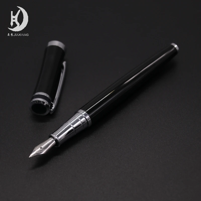 Baoer 3035 Luxury metal steel black Fountain pen with box Custom logo branded fountain pen
