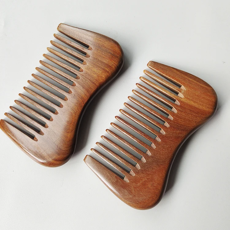 Wooden Hair Brush Wide Tooth Hair Comb Natural Sandalwood Hair Comb Custom