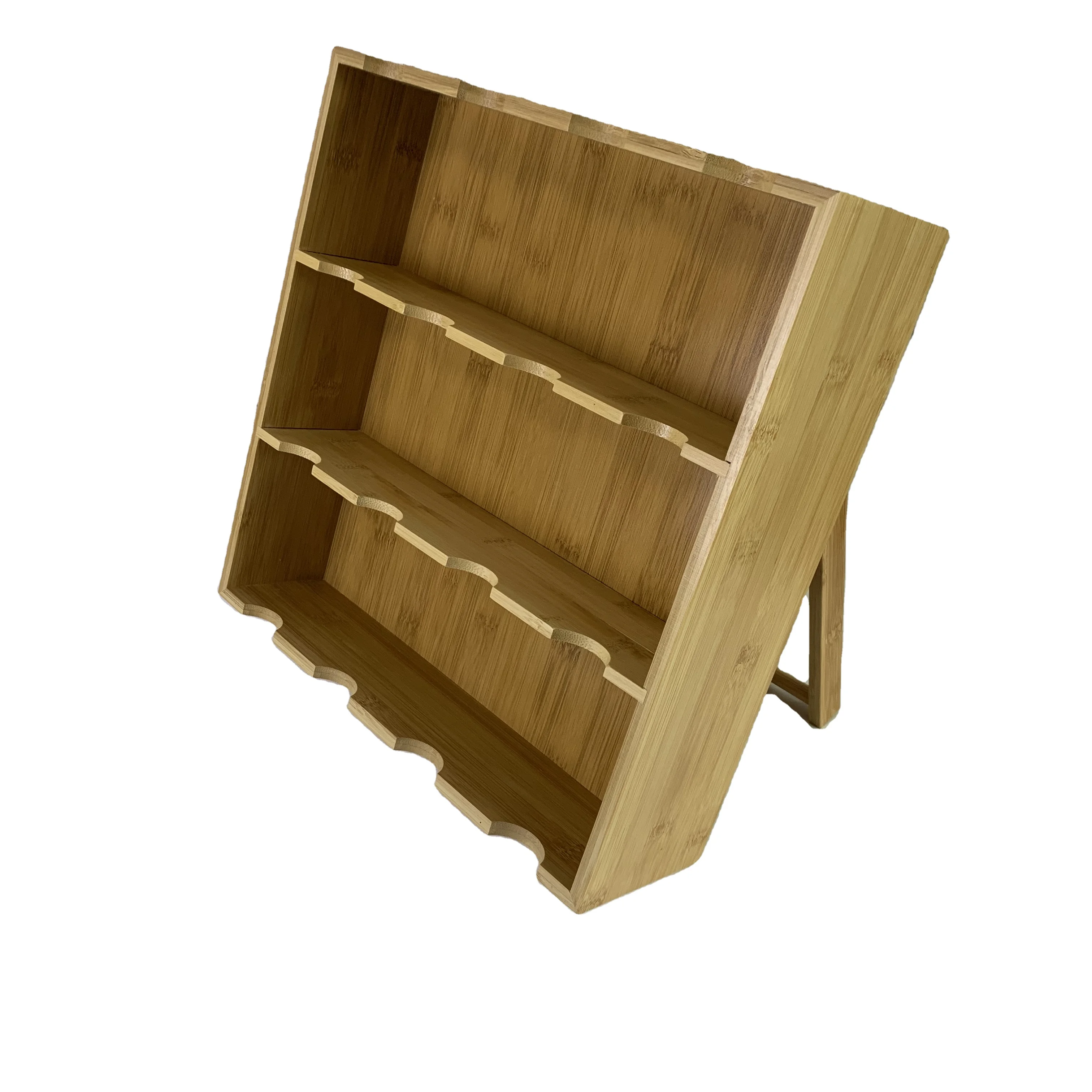 3-Tier Bamboo Spice Shelf with Foldable Leg.Versatile Bamboo Spice Rack Organizer for Countertop/Drawer Seasoning&Spice Holder