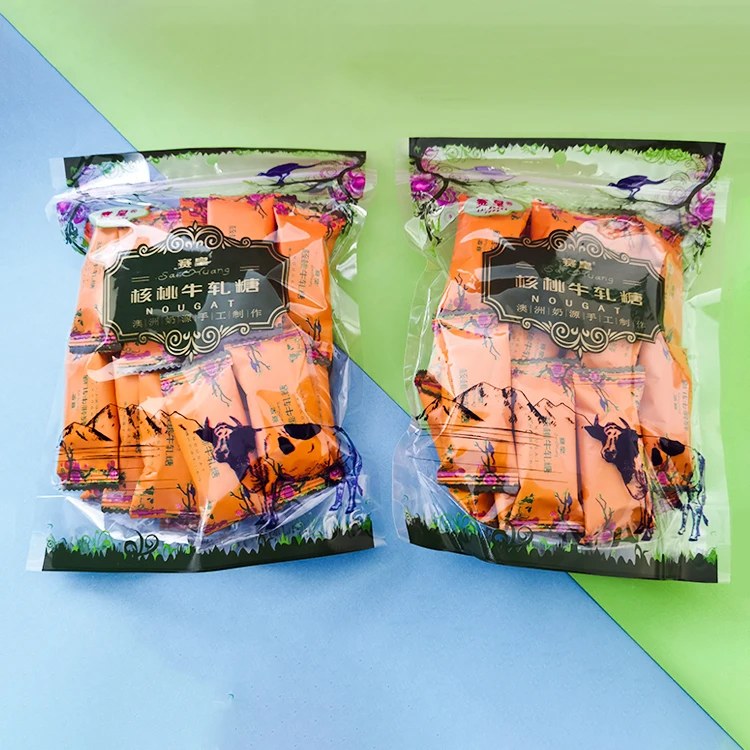 wholesale milk walnut chewy nougat for 250g transparent package