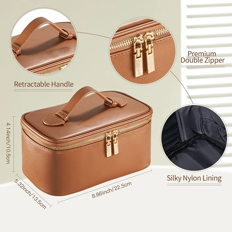 OEM Factory Travel Makeup Bag with Mirror Travel Organizer Bag Case Storage Makeup Brushes Portable Cosmetics Bag