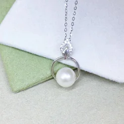 Pearl Necklace,925 Sterling Silver Moving Fresh Water Pearl Drop Pendant Necklace With 3a Cubic Zirconia