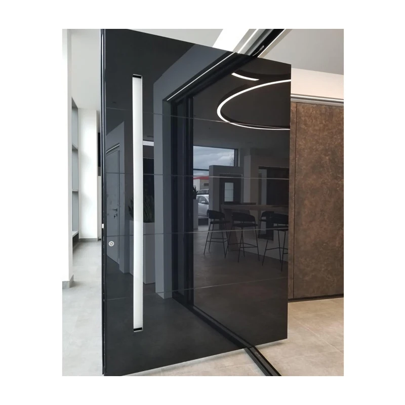 Hihaus modern exterior outside iron metal steel pivot entrance door luxury designs