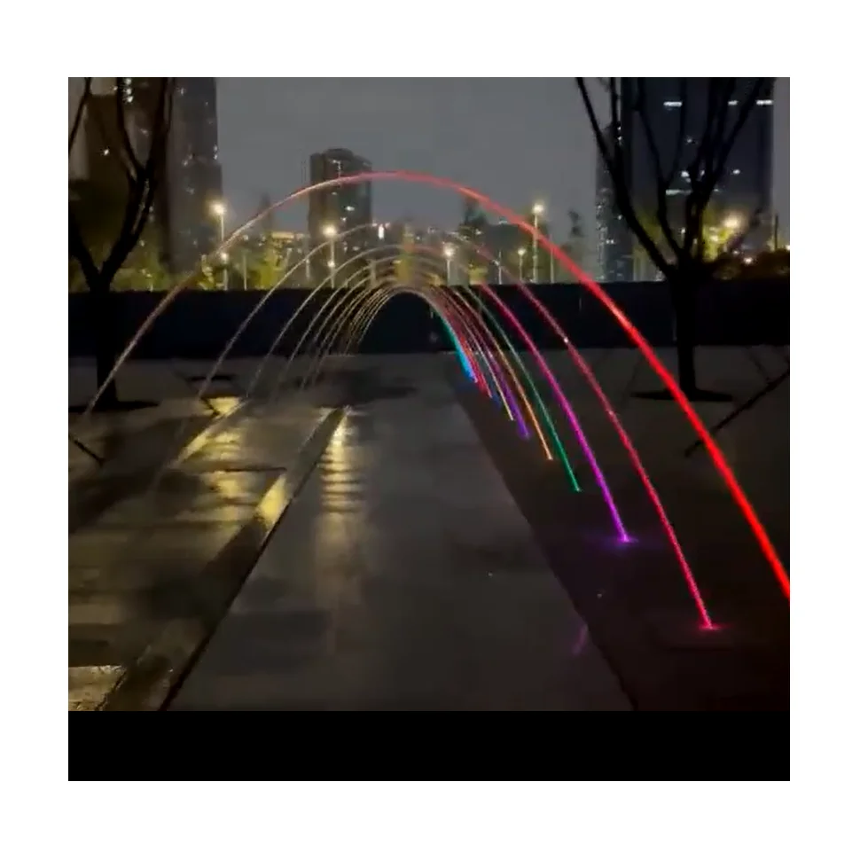 Outdoor Laminar Jet Water Fountains Music Water Jumping Bright Fountain RGB Lighted Effect