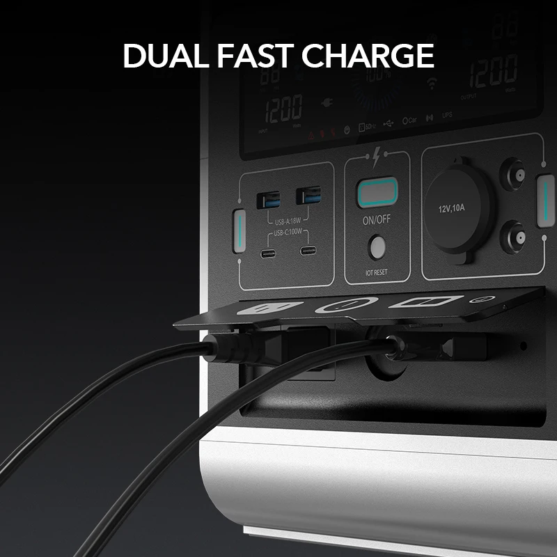 1280wh(400000 мА · ч) емкость портативный солнечный генератор 220v/1200 Вт Чистая синусоида постоянного тока выход Lifepo4 батарея электростанции