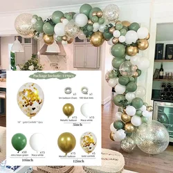 New product retro green happy birthday balloon chain set avocado green balloon arch garland scene layout party decor