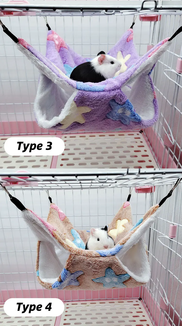 Spring Autumn Warm Bed House Cage Toys Cute Double Hammock Hamster Warm House