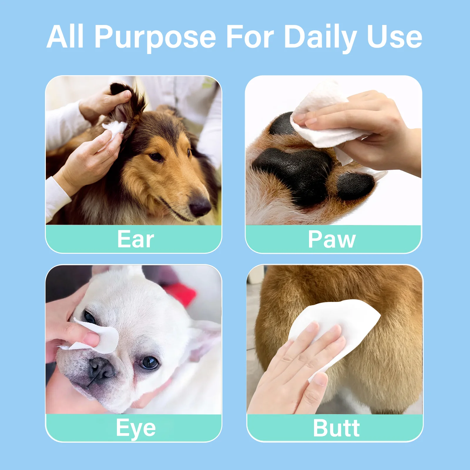 Cat Dog Wipes Biodegradable Compostbale Pet Wipes Mild Safe Ingredient Non Woven Ears Eyes Body Cleaning Pet litter Box Wipes